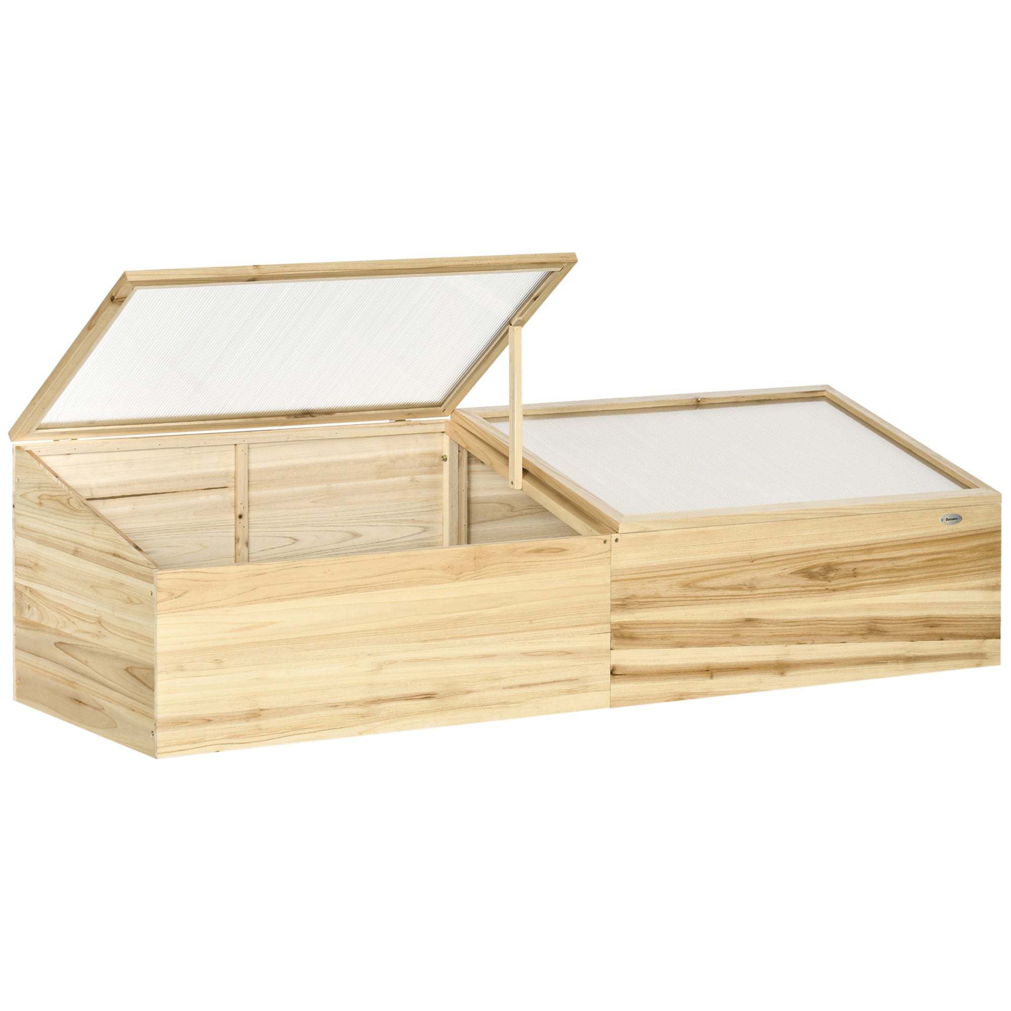 Outsunny Wooden Cold Frame with Openable Roof, Portable Mini Greenhouse for Indoor, Outdoor, Flowers, Vegetables, Plants, 66.9"x19.7"x17.7", Natural