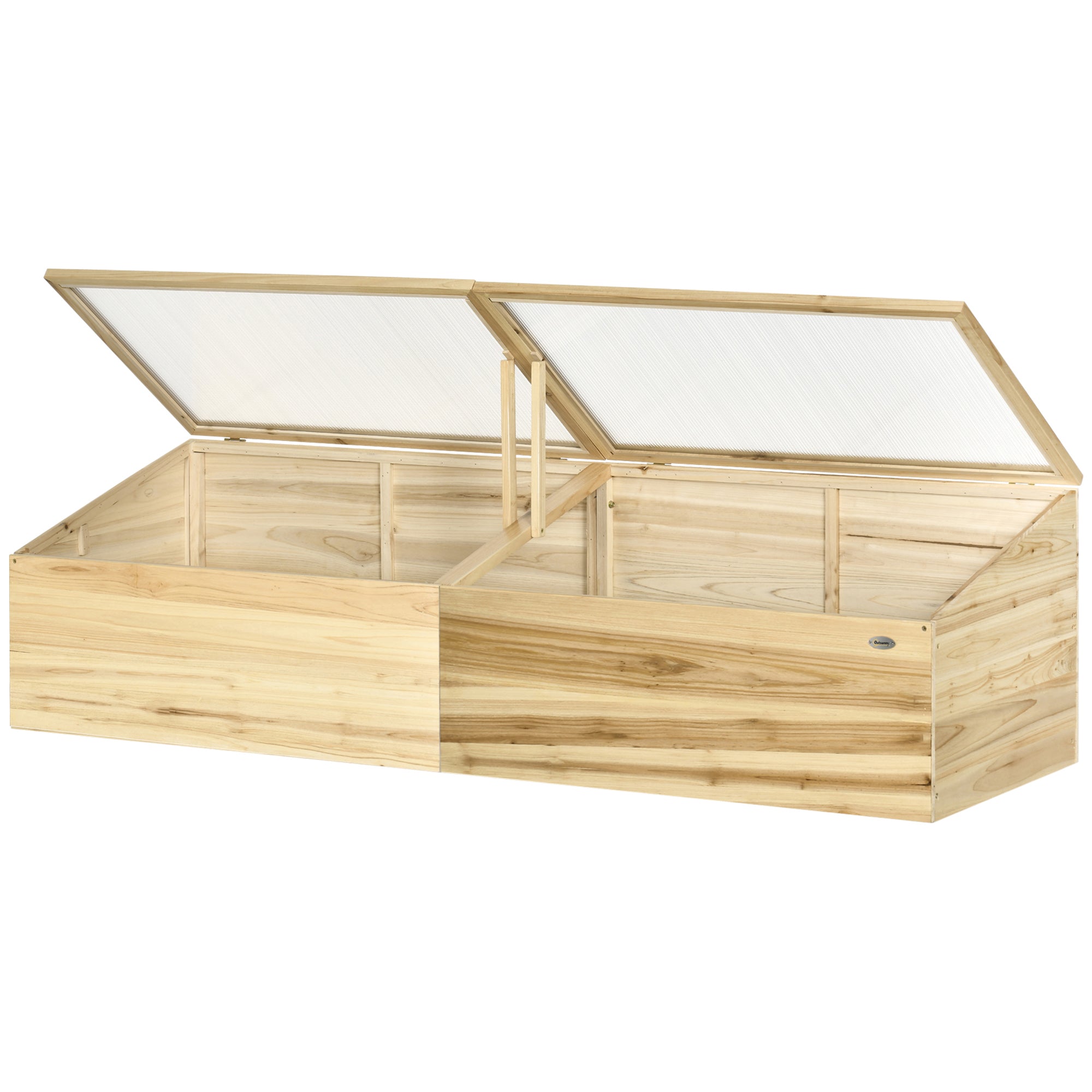 Outsunny Wooden Cold Frame with Openable Roof, Portable Mini Greenhouse for Indoor, Outdoor, Flowers, Vegetables, Plants, 66.9"x19.7"x17.7", Natural