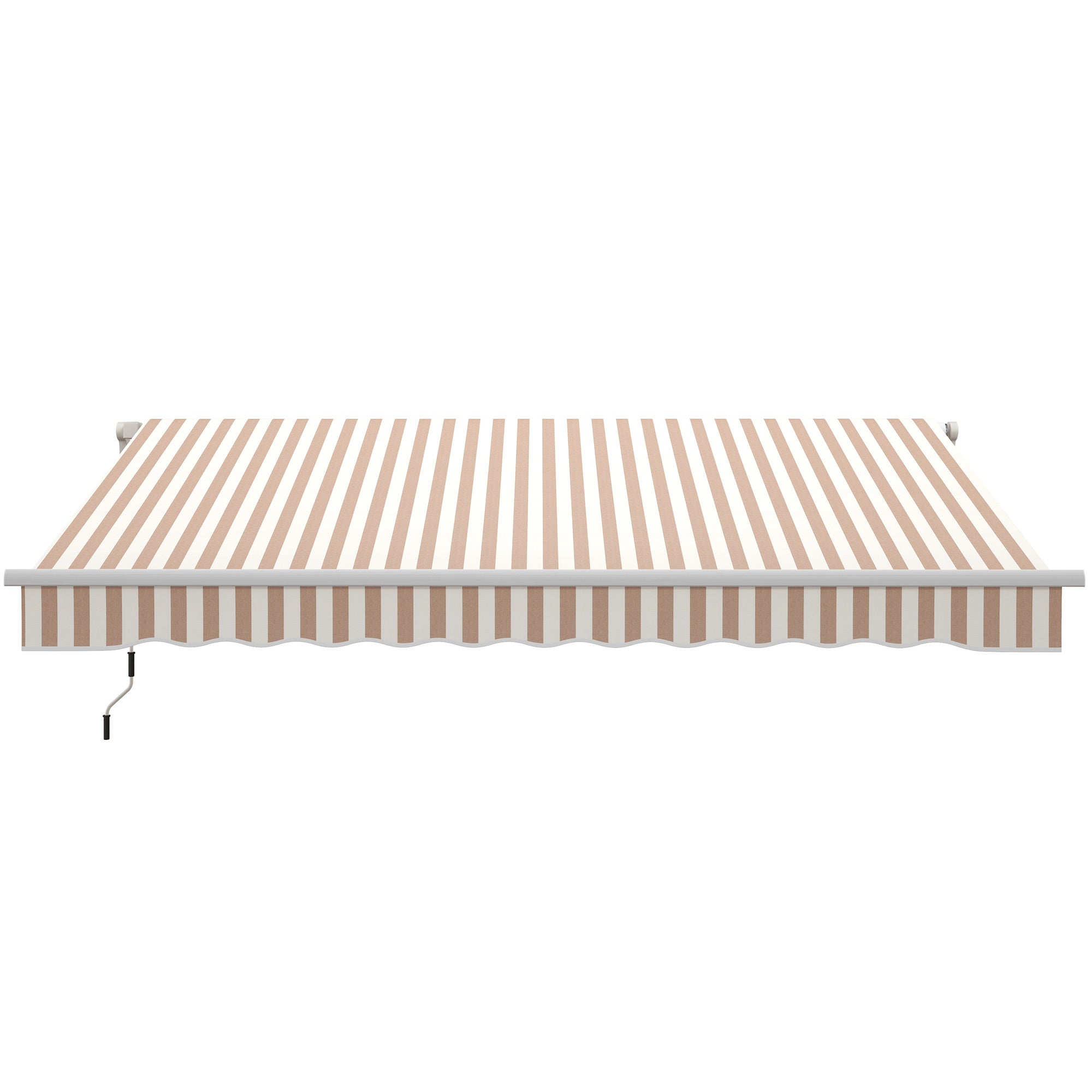 Outsunny 12' x 10' Retractable Awning Patio Sun Shade Shelter with Manual Crank Handle, UV & Water-Resistant Fabric and Aluminum Frame for Deck, Balcony, Yard, Beige and White