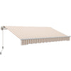 Outsunny 12' x 10' Retractable Awning Patio Sun Shade Shelter with Manual Crank Handle, UV & Water-Resistant Fabric and Aluminum Frame for Deck, Balcony, Yard, Beige and White
