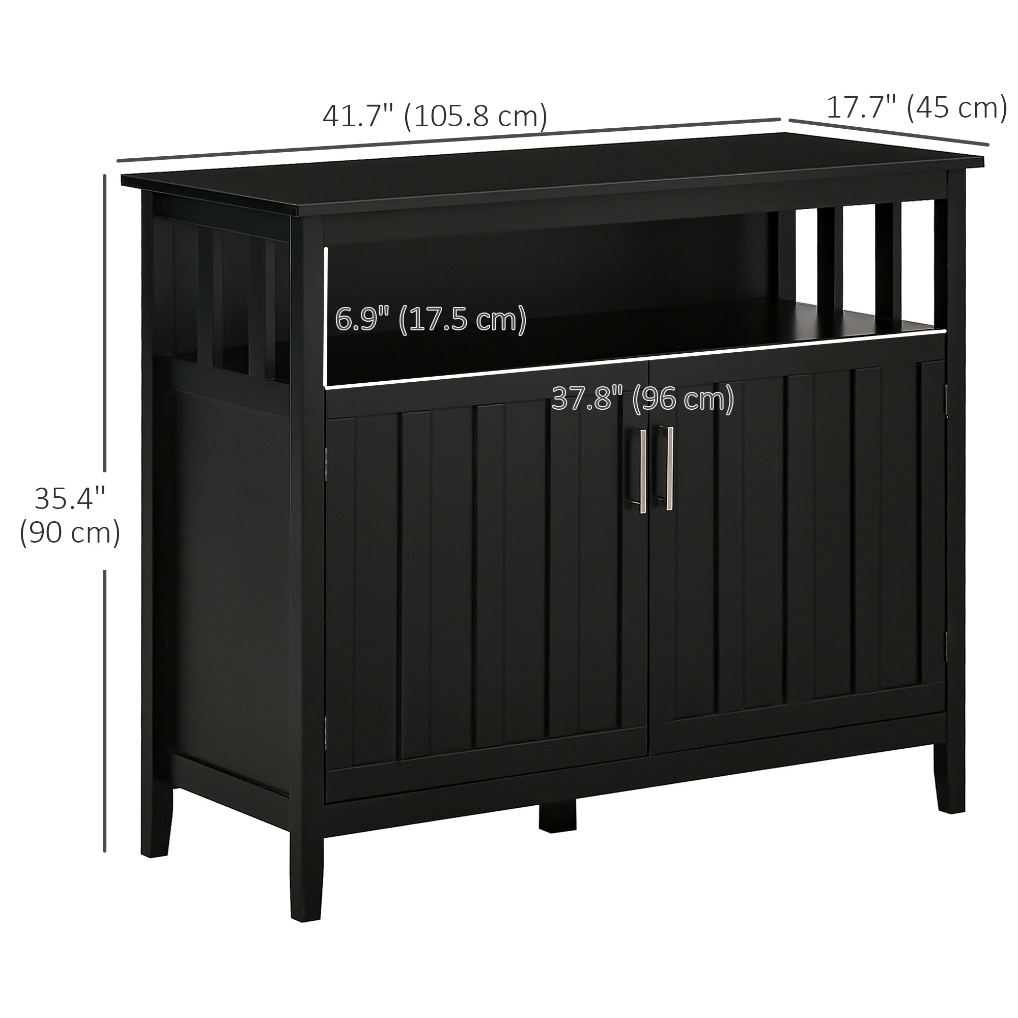 HOMCOM Sideboard Buffet Server Storage Cabinet Console Table with 2 Doors and Adjustable Shelves for Kitchen & Dining Room, Black