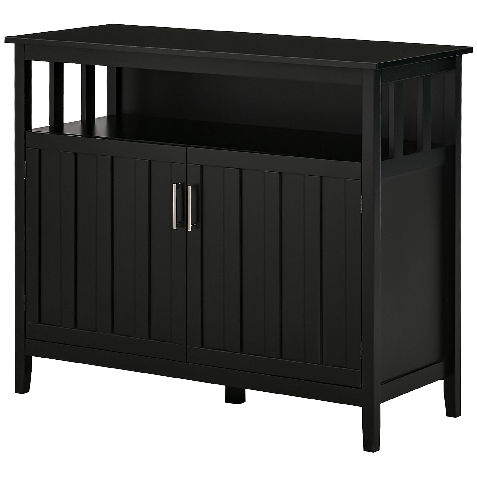 HOMCOM Sideboard Buffet Server Storage Cabinet Console Table with 2 Doors and Adjustable Shelves for Kitchen & Dining Room, Black