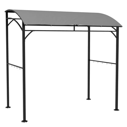 Outsunny 7' x 5' BBQ Grill Gazebo Tent, Garden Grill Canopy with Steel Frame and Hooks, Outdoor Sun Shade, Grey