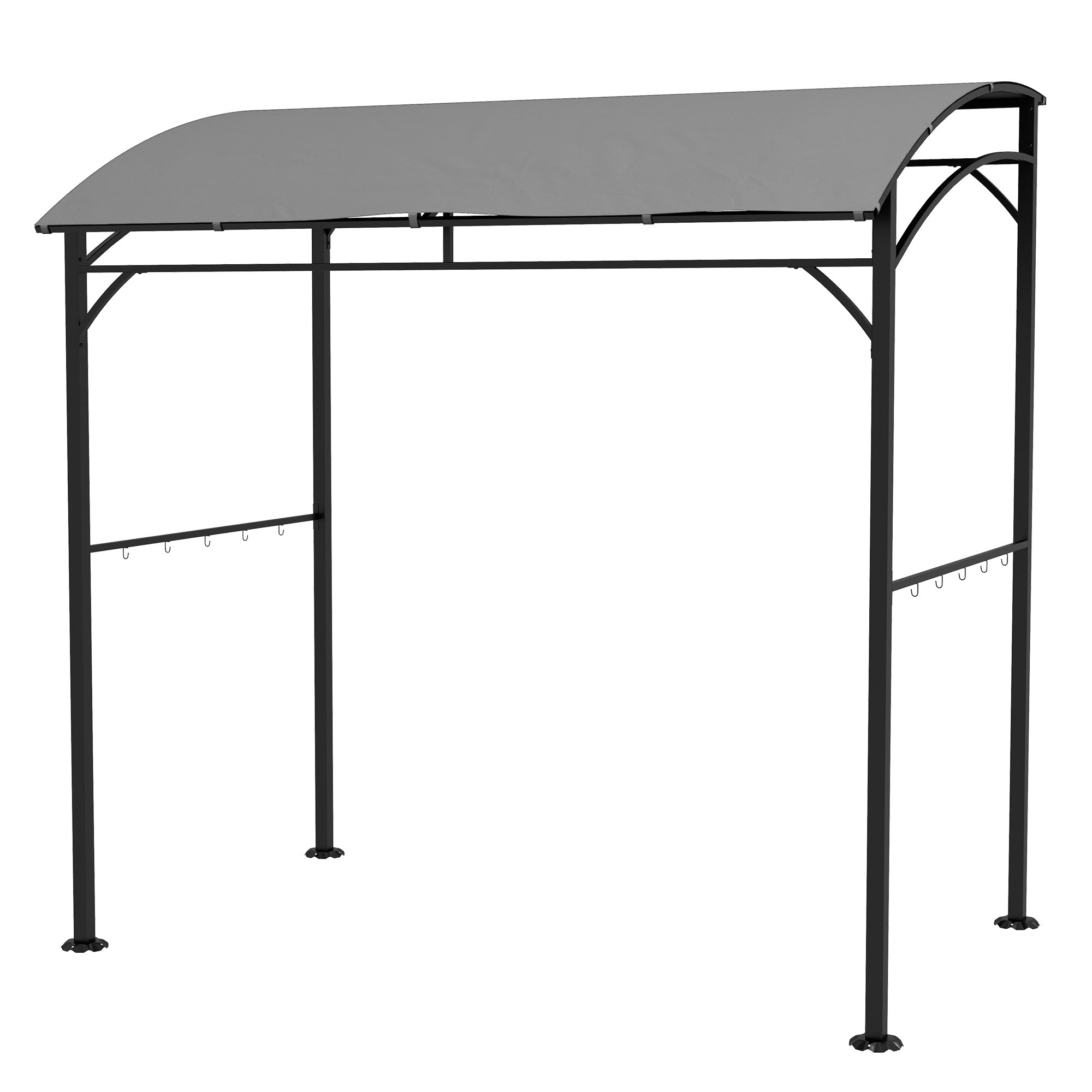 Outsunny 7' x 5' BBQ Grill Gazebo Tent, Garden Grill Canopy with Steel Frame and Hooks, Outdoor Sun Shade, Grey