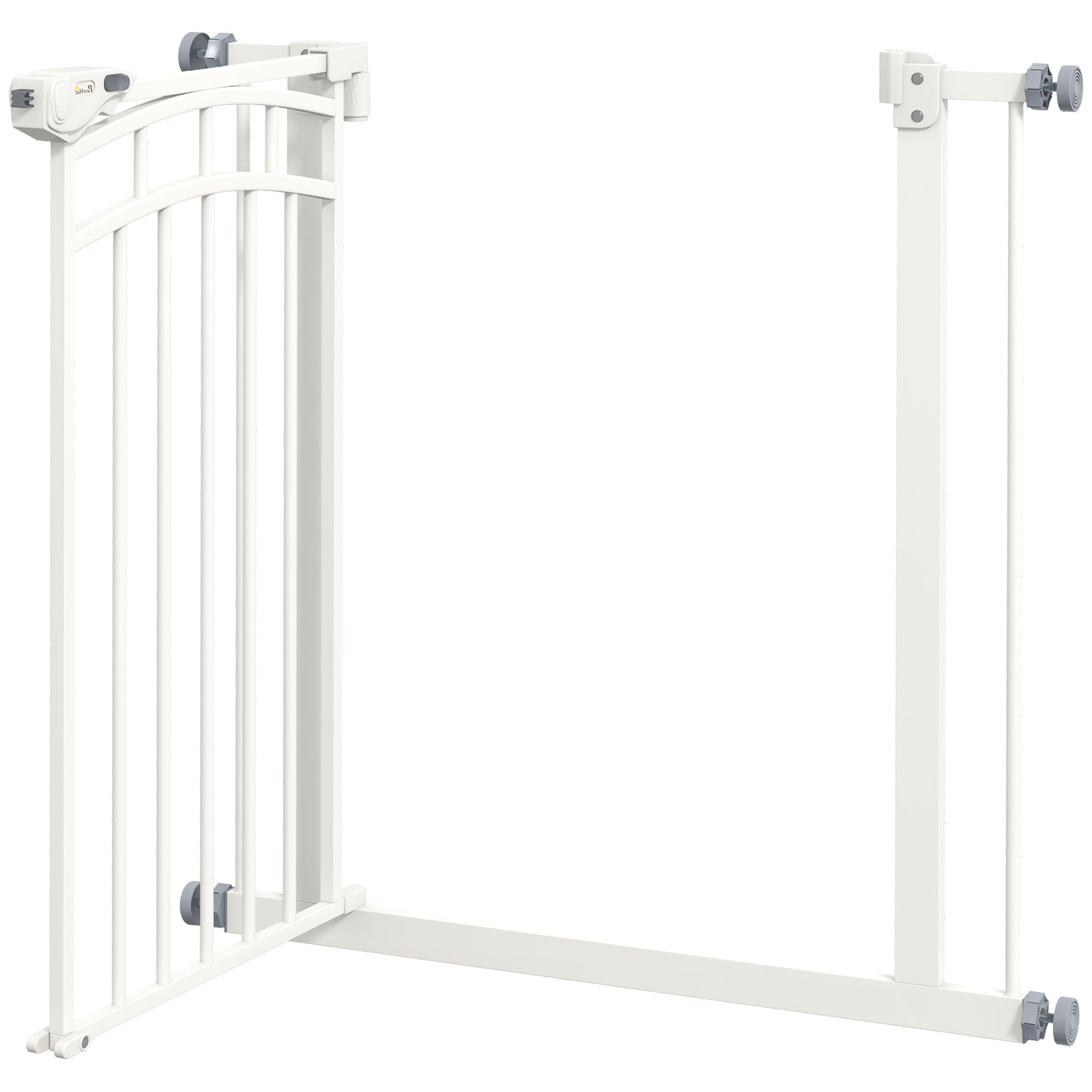 PawHut Dog Stair Gate, Pressure Fit Safety Gate with Automatic Closing System, Pet Barrier with Double Locking, for Stairs, Doors and Hallways, for Width 74-80cm - White