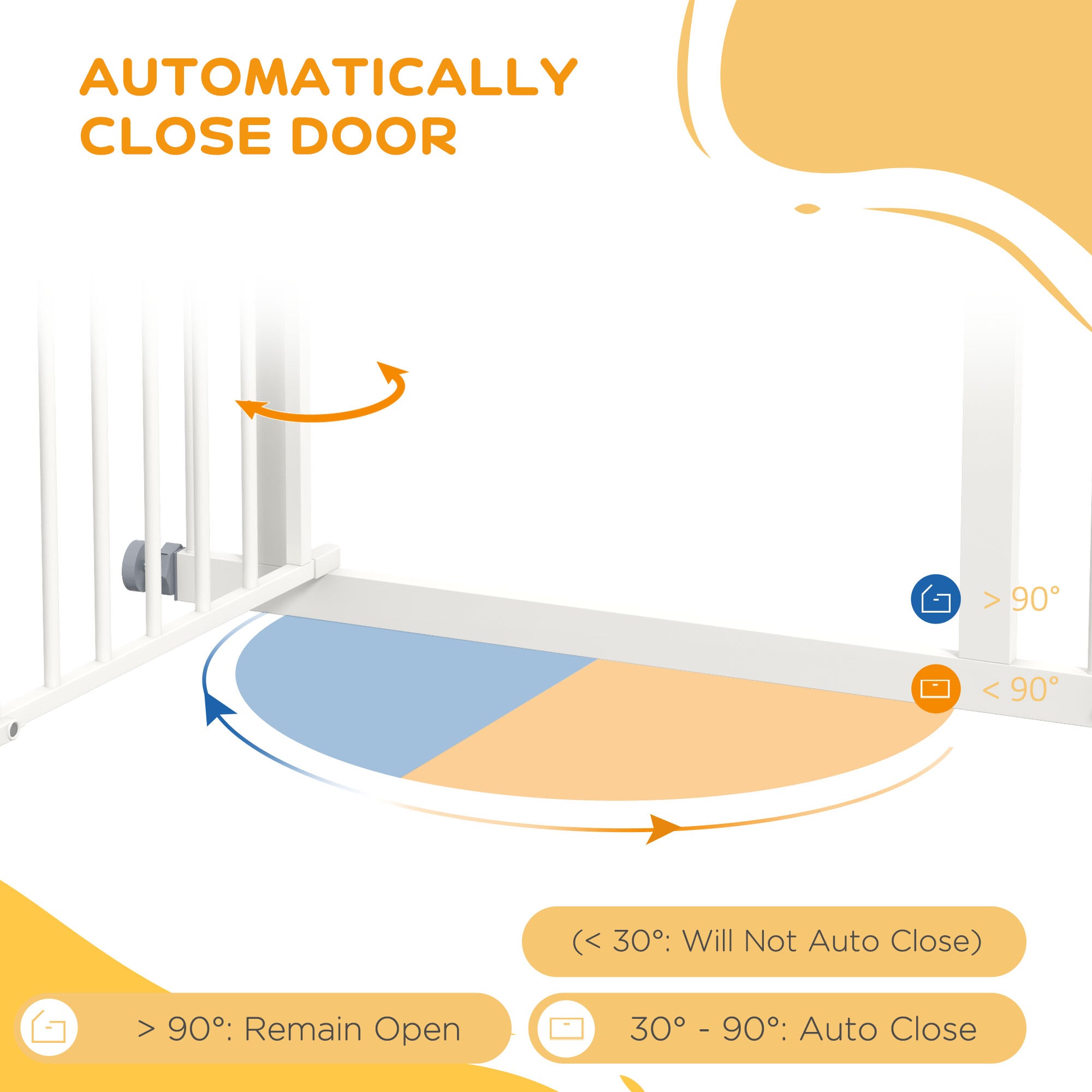 PawHut Dog Stair Gate, Pressure Fit Safety Gate with Automatic Closing System, Pet Barrier with Double Locking, for Stairs, Doors and Hallways, for Width 74-80cm - White