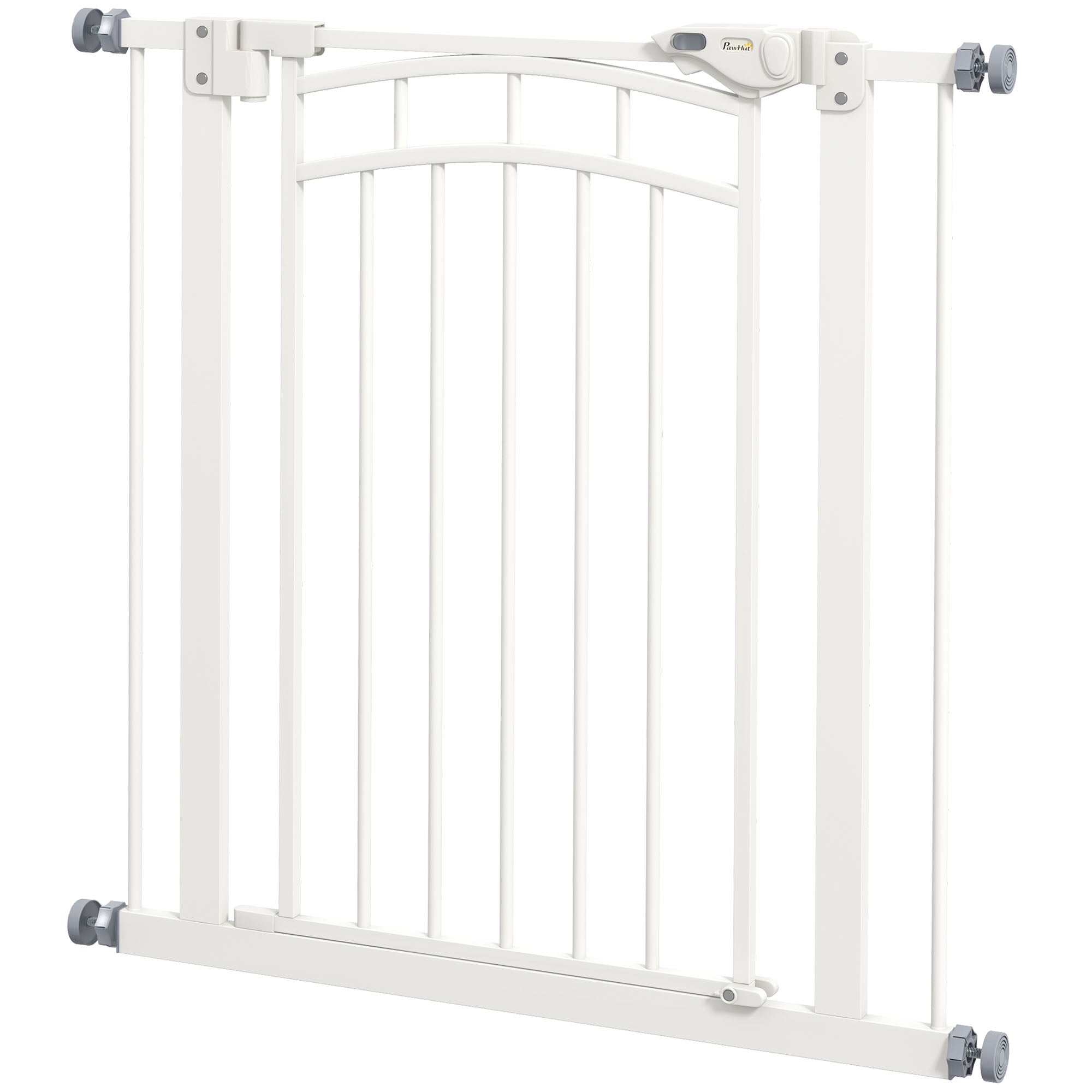 PawHut Dog Stair Gate, Pressure Fit Safety Gate with Automatic Closing System, Pet Barrier with Double Locking, for Stairs, Doors and Hallways, for Width 74-80cm - White