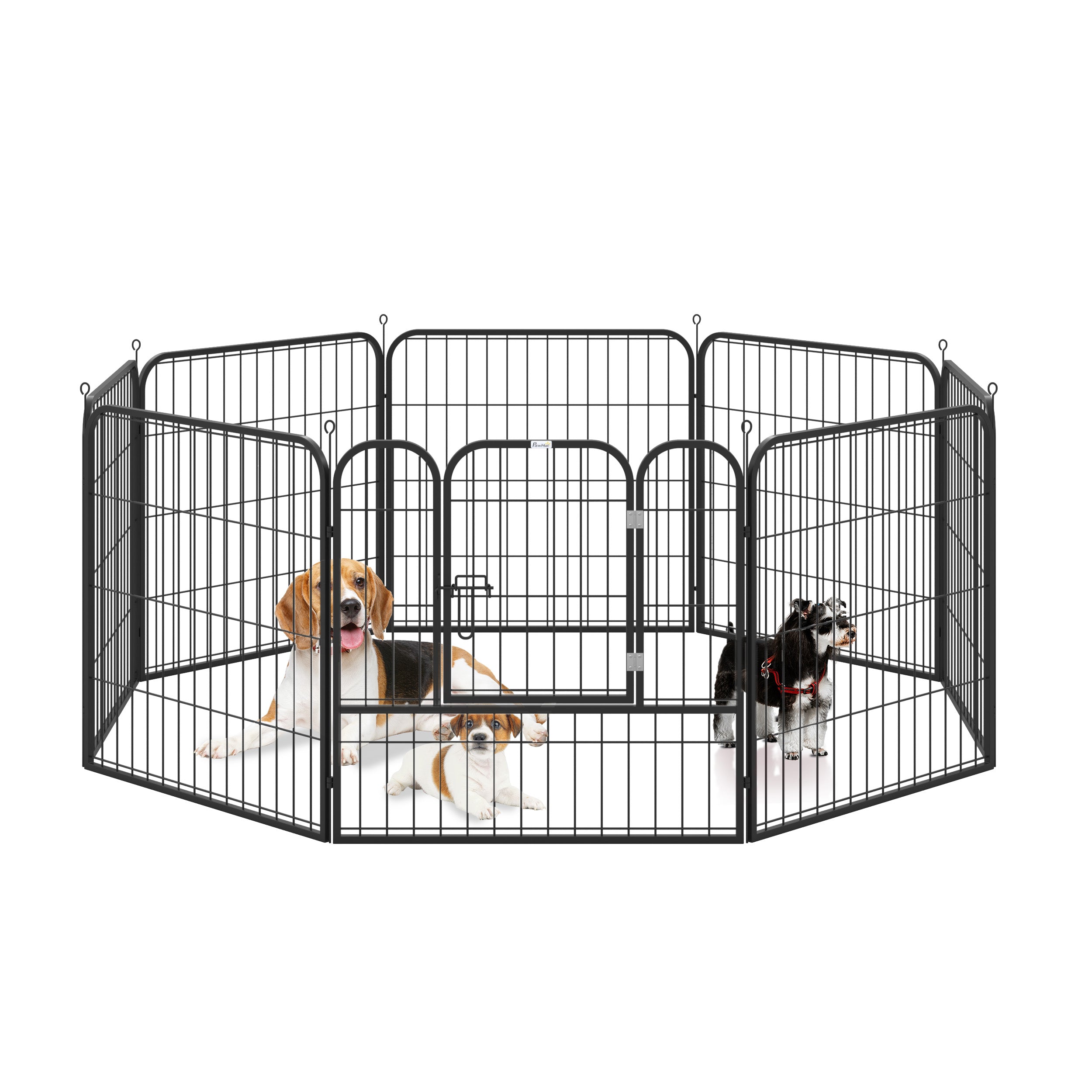 PawHut Dog Playpen, Heavy-duty Metal Puppy Play Pen, Pet Exercise Fences for Outside and Indoor, DIY Design with Door for Multiple Dogs, 8 Panels, 31"H