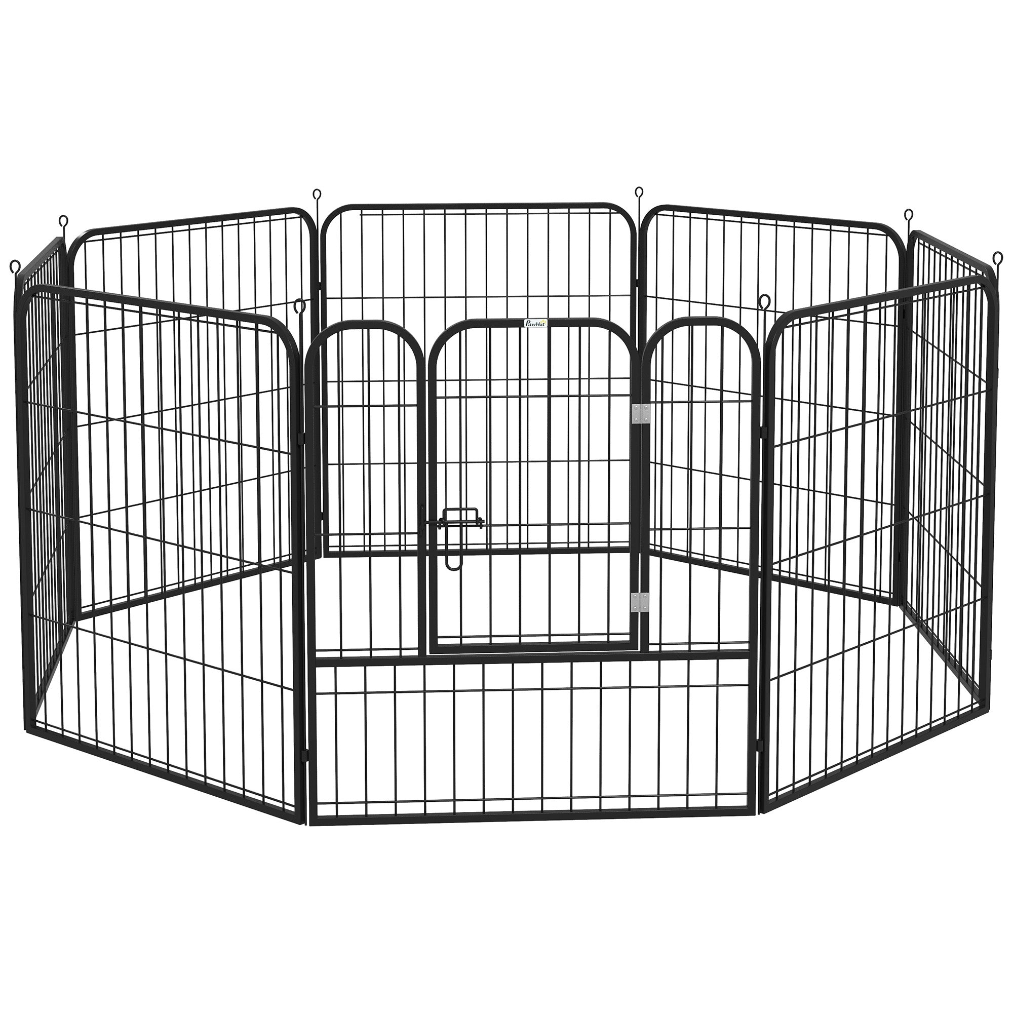 PawHut Dog Playpen, Heavy-duty Metal Puppy Play Pen, Pet Exercise Fences for Outside and Indoor, DIY Design with Door for Multiple Dogs, 8 Panels, 31"H