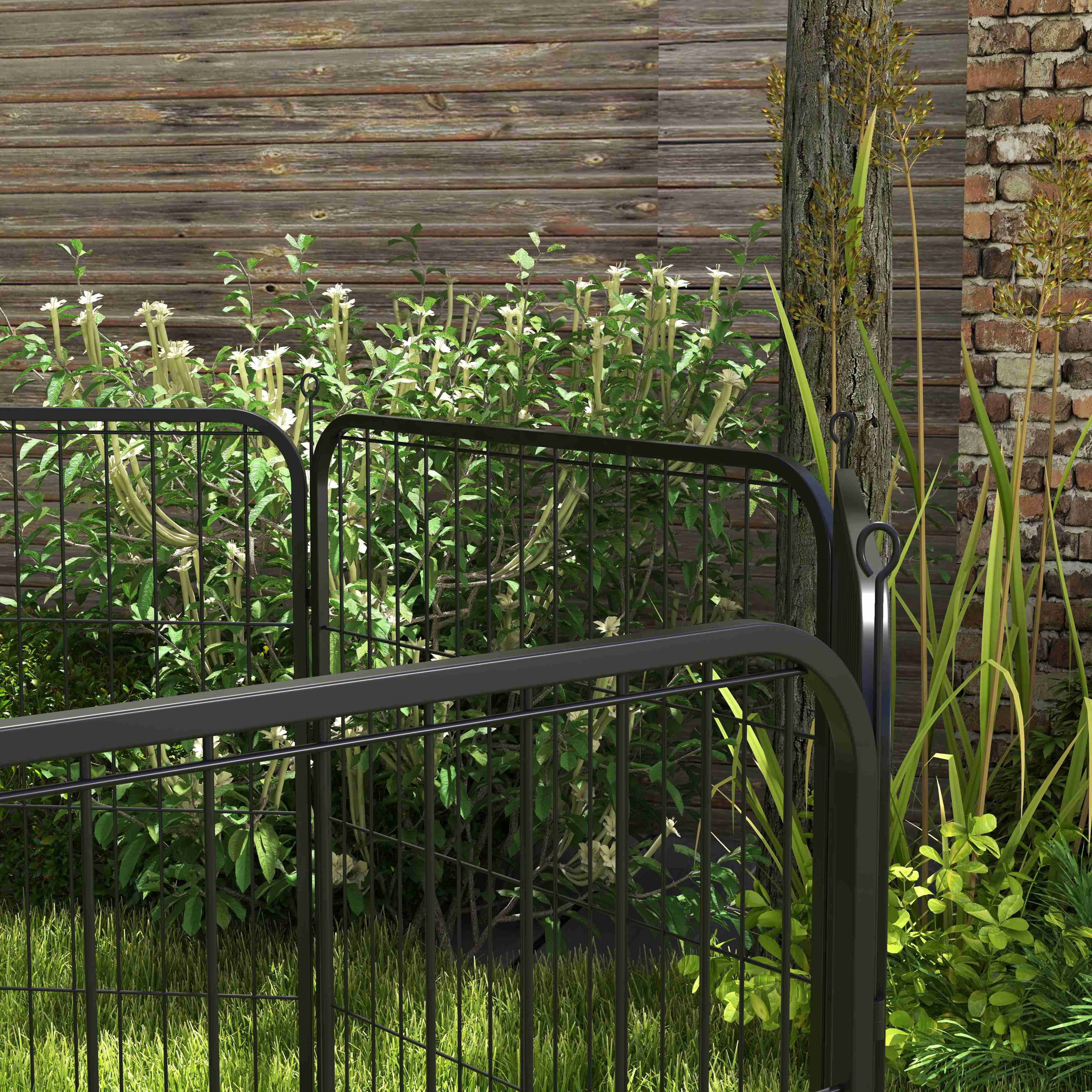 PawHut Dog Playpen, Heavy-duty Metal Puppy Play Pen, Pet Exercise Fences for Outside and Indoor, DIY Design with Door for Multiple Dogs, 8 Panels, 31"H