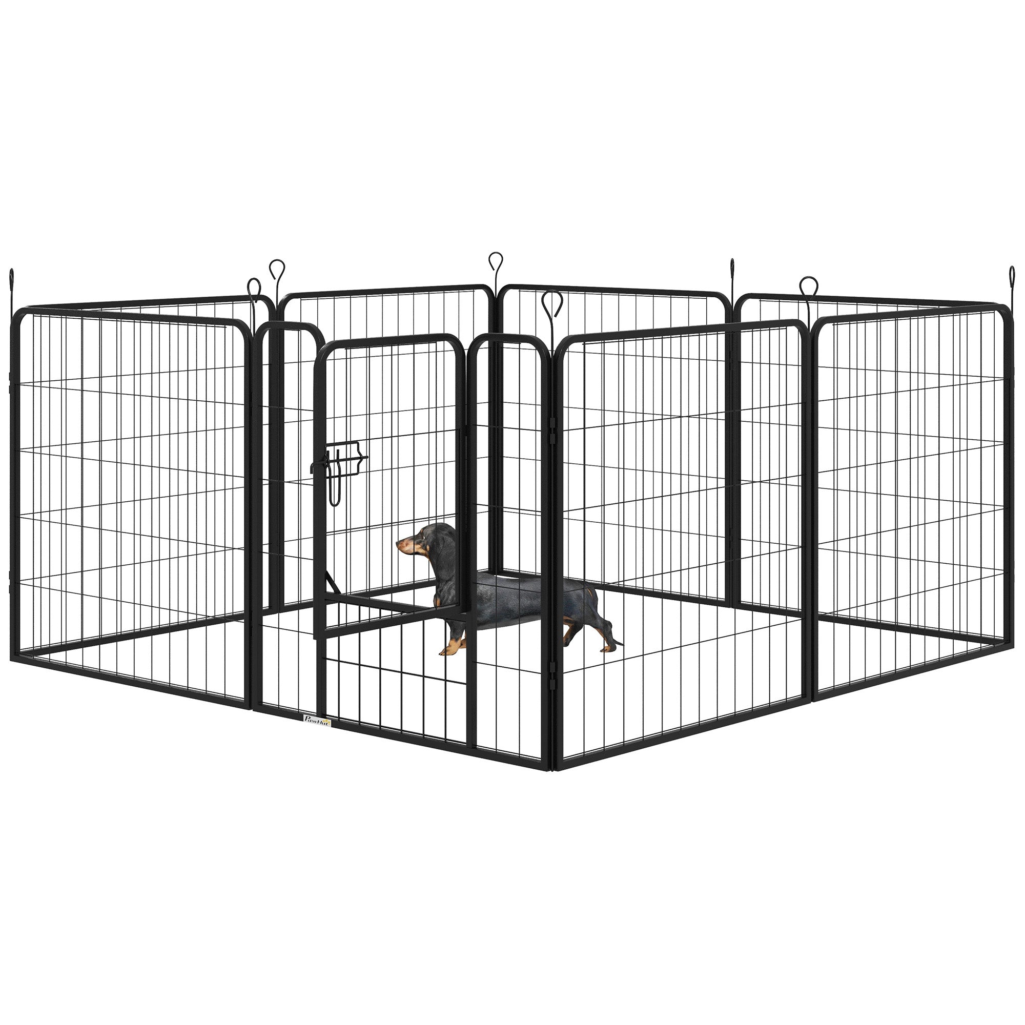 PawHut Dog Playpen, Heavy-duty Metal Puppy Play Pen, Pet Exercise Fences for Outside and Indoor, DIY Design with Door for Multiple Dogs, 8 Panels, 31"H