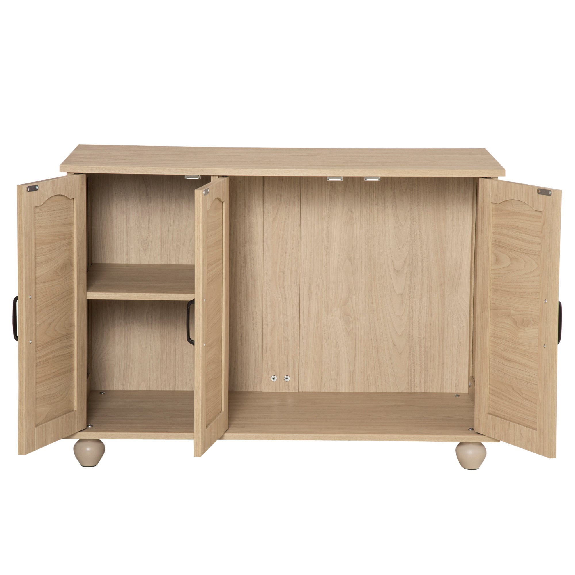 PawHut Cat Litter Box Enclosure Side Table, Hidden Cat Washroom Storage with Soft Cushion, kitten House with PE Rattan, Adjustable Partition, for Indoor Use, Oak