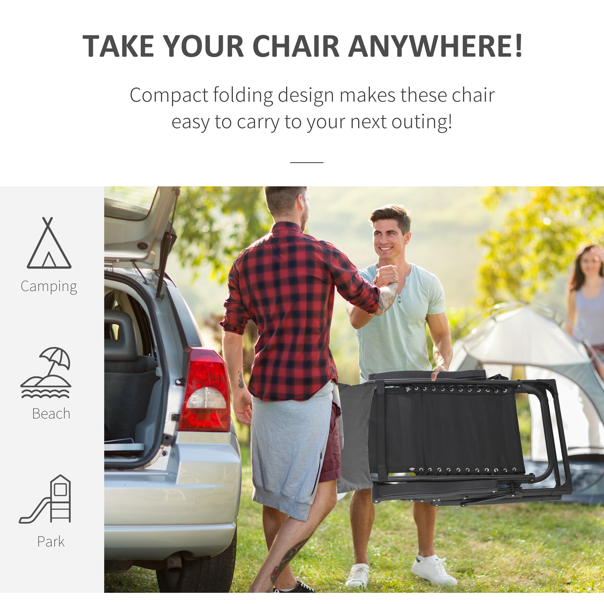 Outsunny Reclining Zero Gravity Chair with Adjustable Backrest, Folding Garden Sun Lounger with Removable Cushion and Headrest, Light Grey