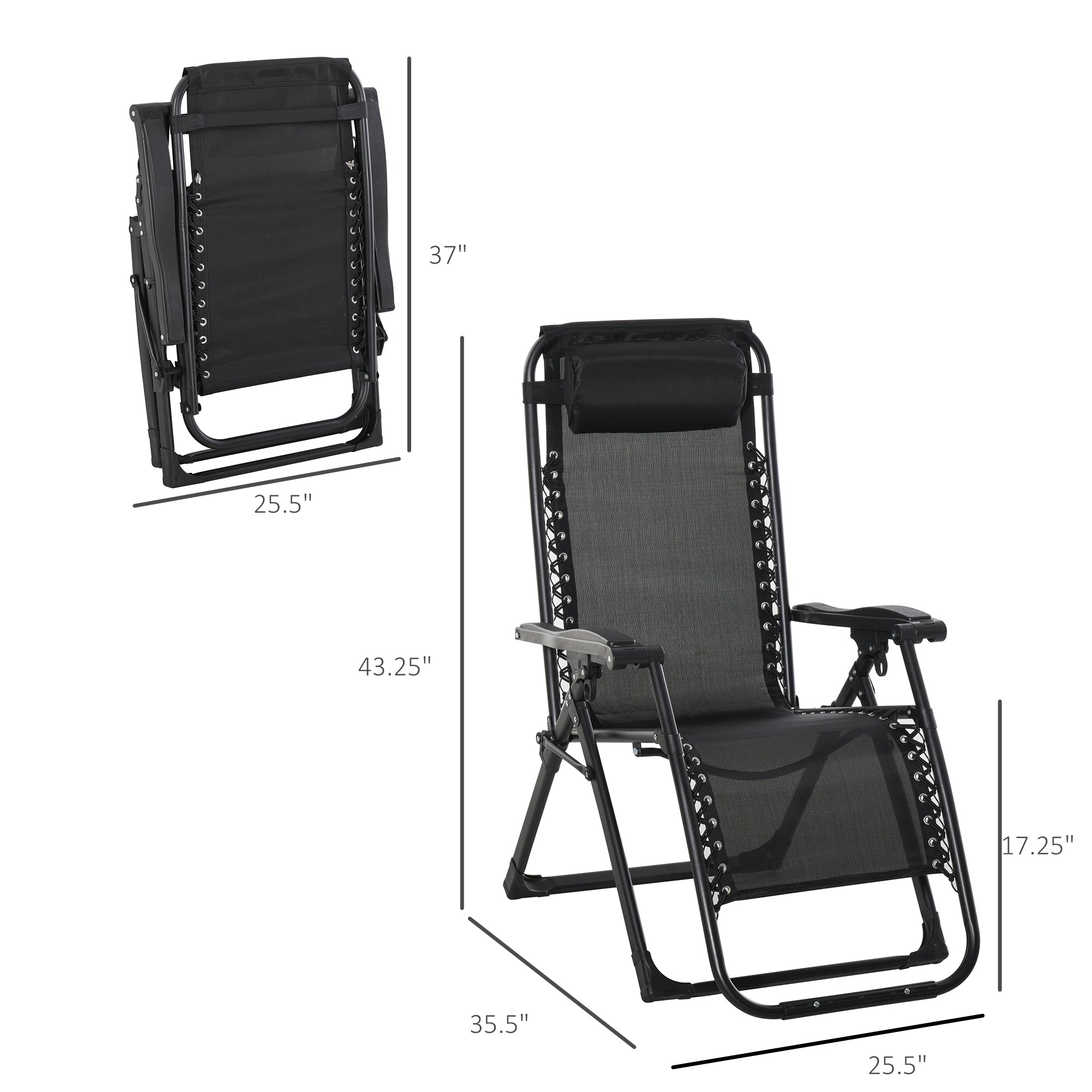Outsunny Reclining Zero Gravity Chair with Adjustable Backrest, Folding Garden Sun Lounger with Removable Cushion and Headrest, Light Grey