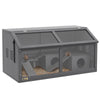 PawHut Wooden Hamster Cage, 33.5"L Hamster Habitat, Small Animal Cage for Syrian Drawf Hamster Gerbils Mice with Suspension Bridge, Ladders, Openable Top, Platform, Dark Grey