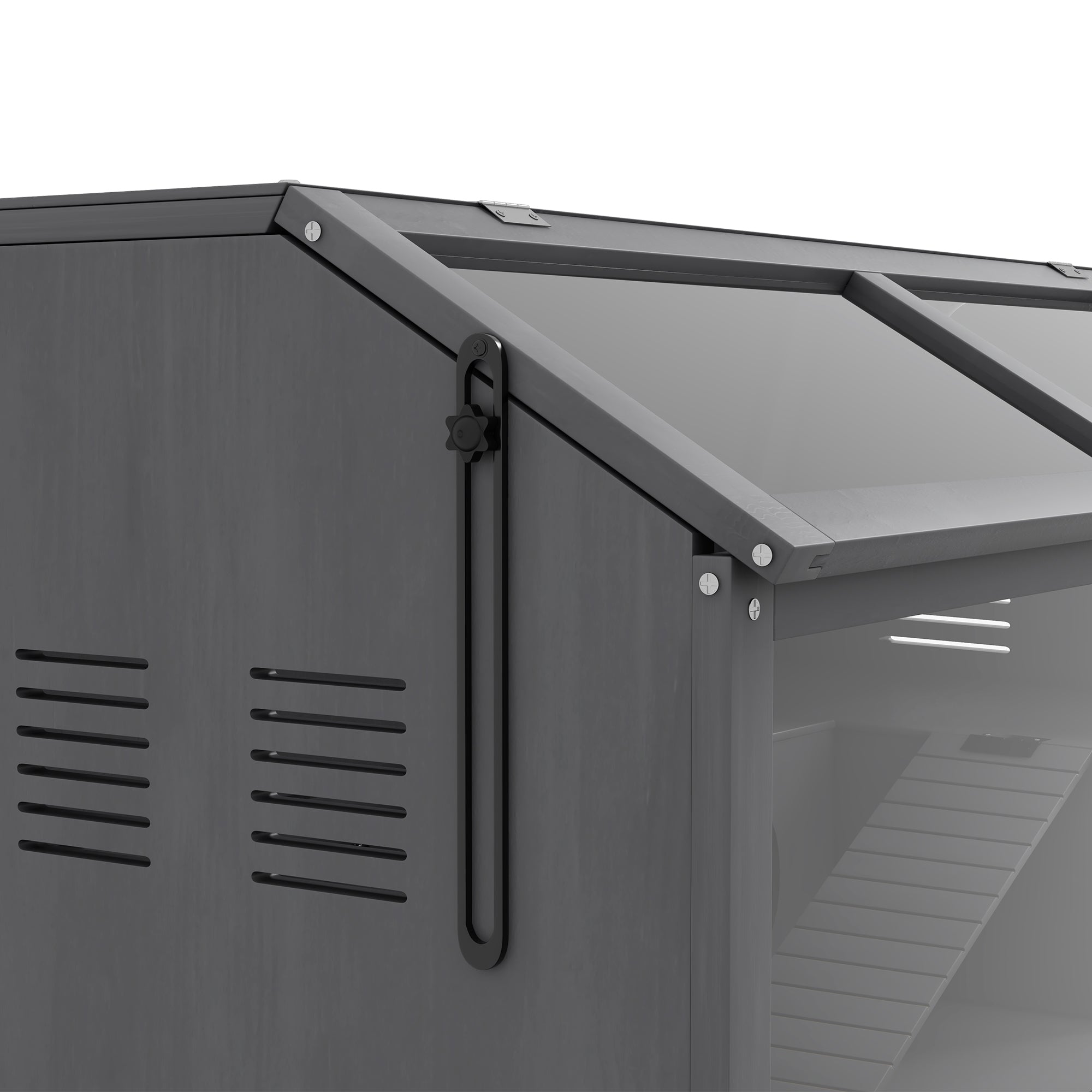 PawHut Wooden Hamster Cage, 33.5"L Hamster Habitat, Small Animal Cage for Syrian Drawf Hamster Gerbils Mice with Suspension Bridge, Ladders, Openable Top, Platform, Dark Grey