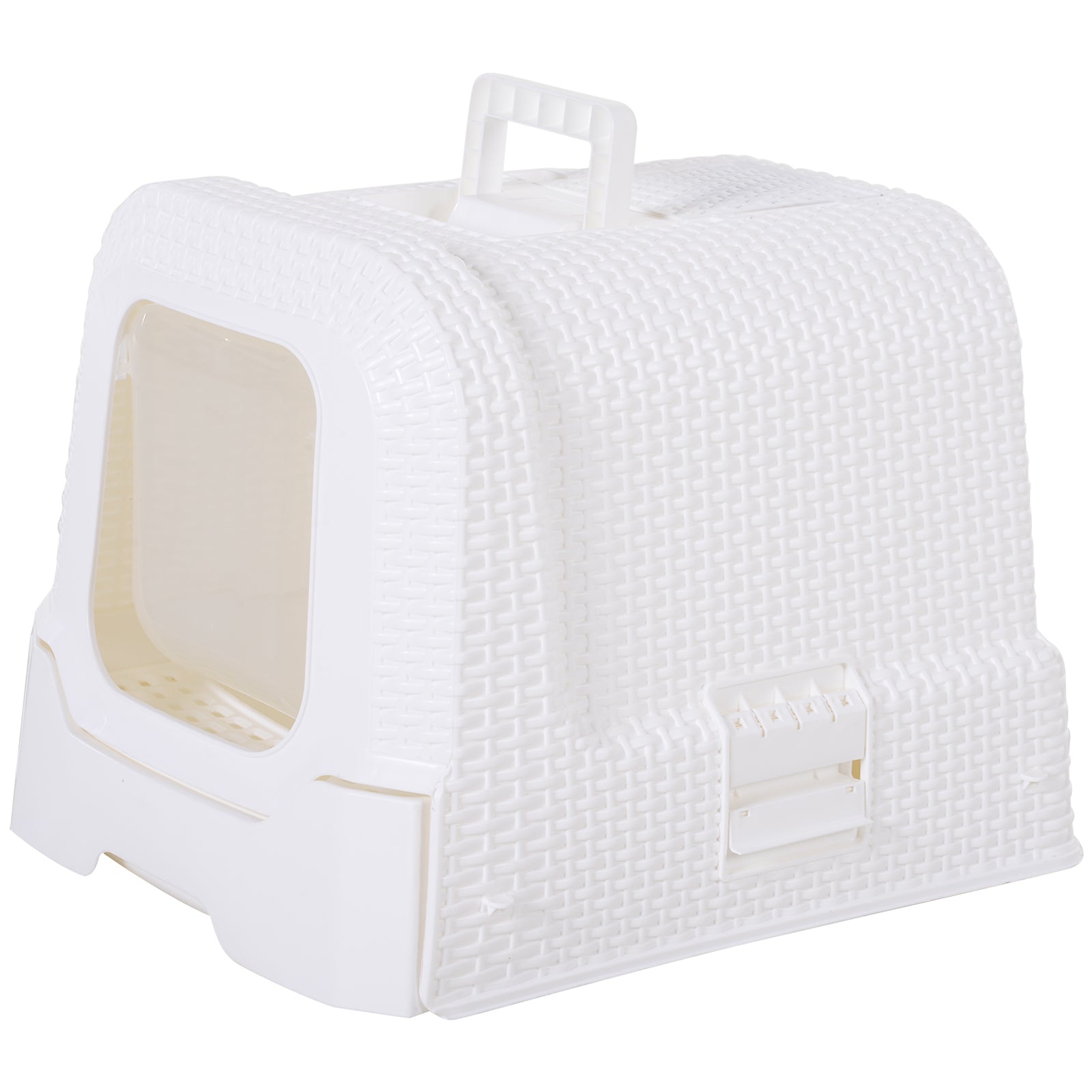 PawHut Pet Cat Litter Box 54L × 42W × 41H cm with Scoop White