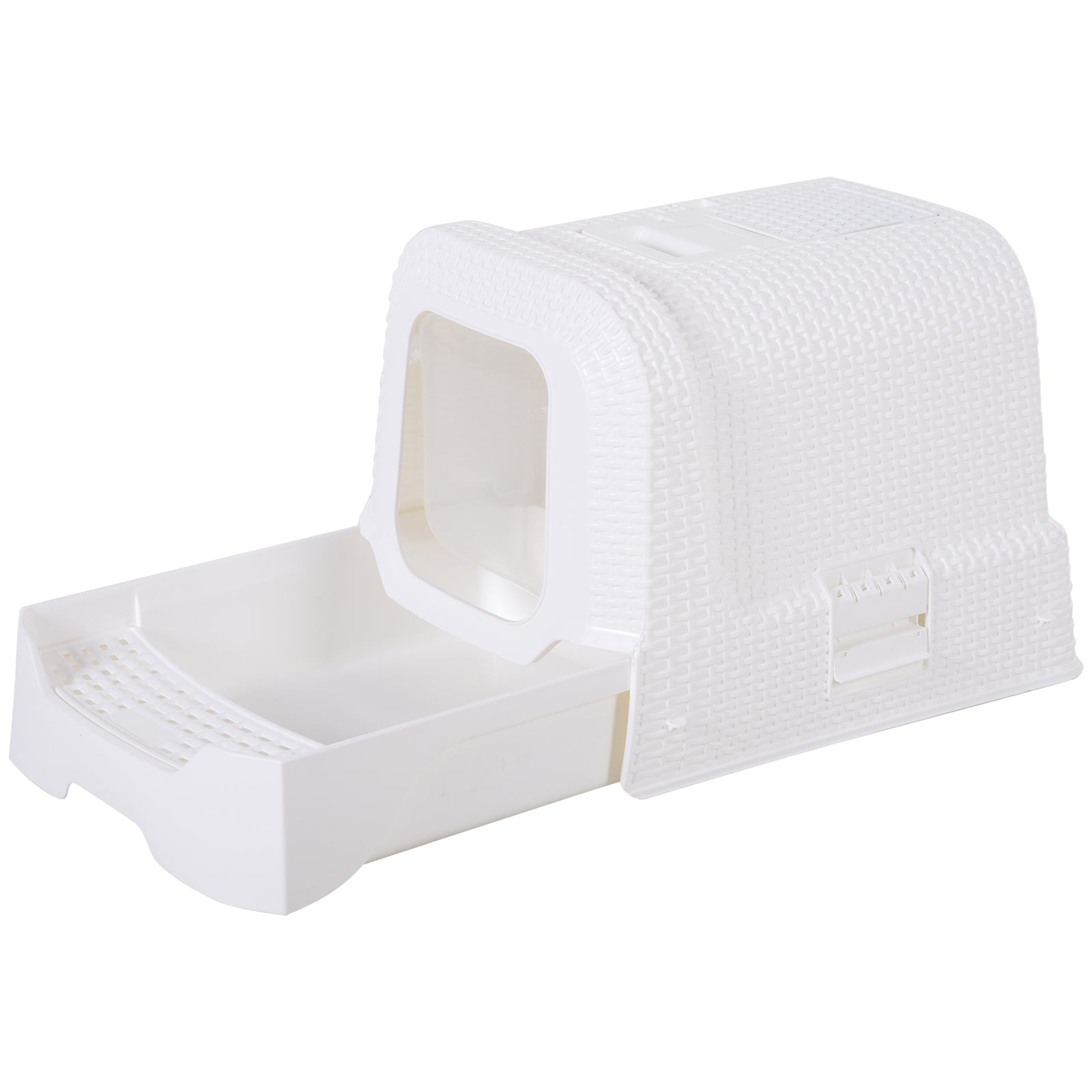 PawHut Pet Cat Litter Box 54L × 42W × 41H cm with Scoop White