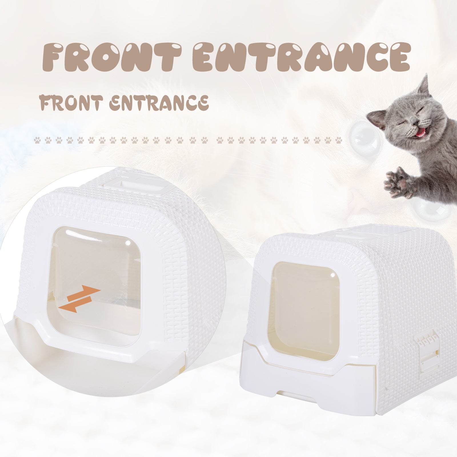 PawHut Pet Cat Litter Box 54L × 42W × 41H cm with Scoop White