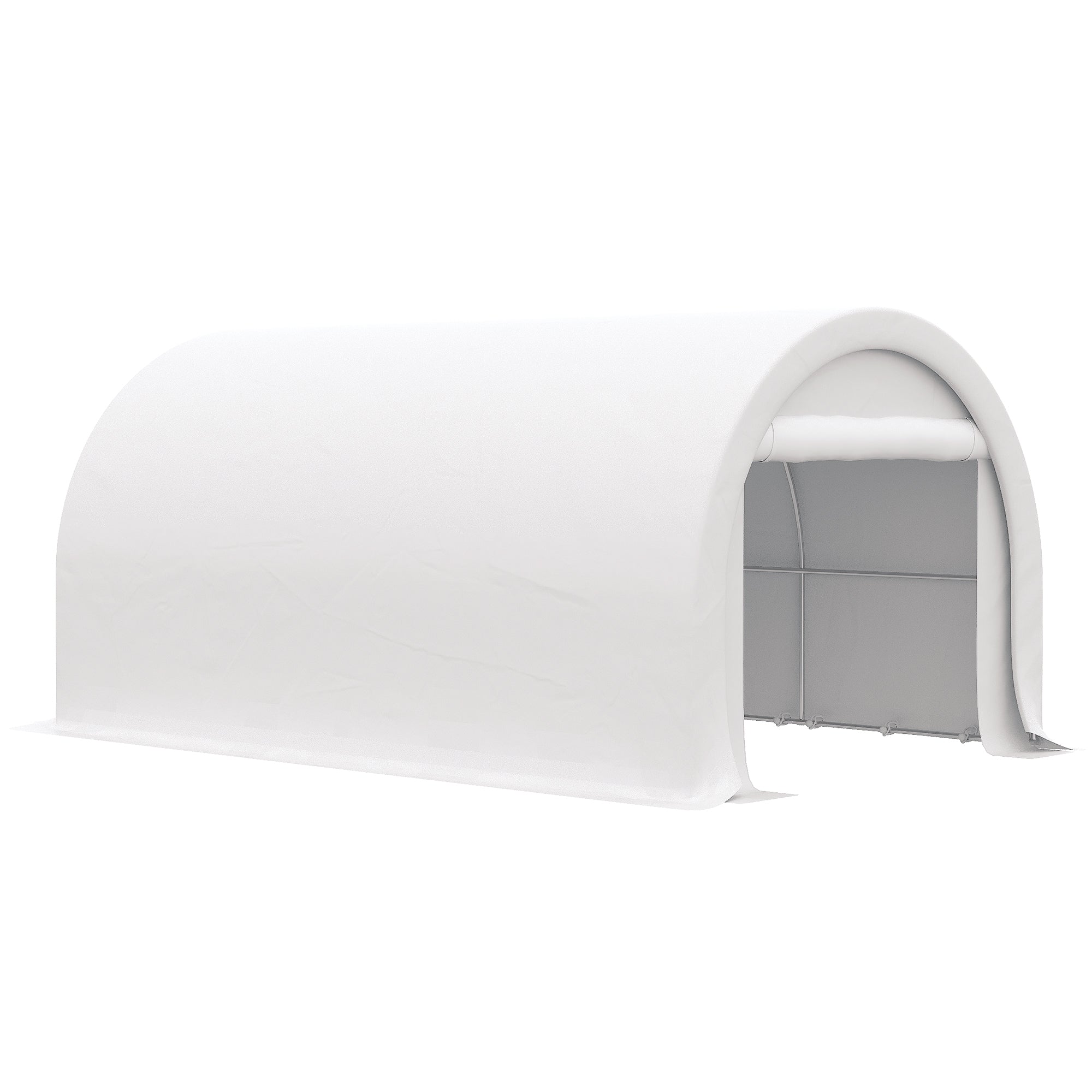 Outsunny 10' x 16' Carport, Heavy Duty Portable Garage / Storage Tent with Large Zippered Door, Anti-UV PE Canopy Cover for Car, Boat, Motorcycle, Bike, Garden Tools, White
