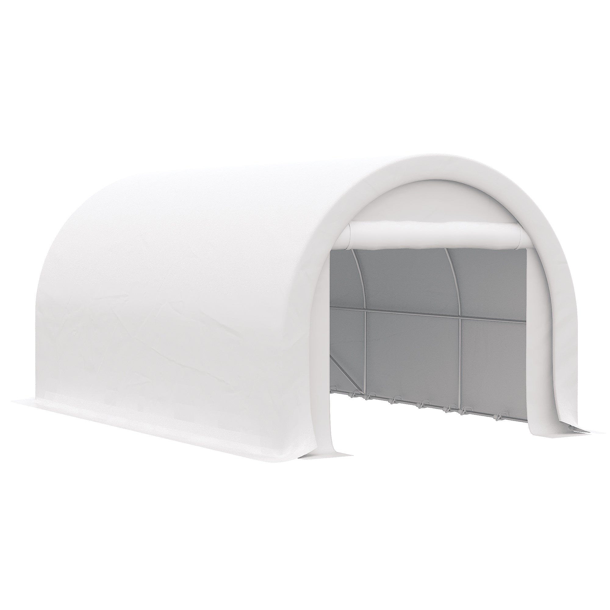 Outsunny 10' x 16' Carport, Heavy Duty Portable Garage / Storage Tent with Large Zippered Door, Anti-UV PE Canopy Cover for Car, Boat, Motorcycle, Bike, Garden Tools, White