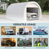 Outsunny 10' x 16' Carport, Heavy Duty Portable Garage / Storage Tent with Large Zippered Door, Anti-UV PE Canopy Cover for Car, Boat, Motorcycle, Bike, Garden Tools, White