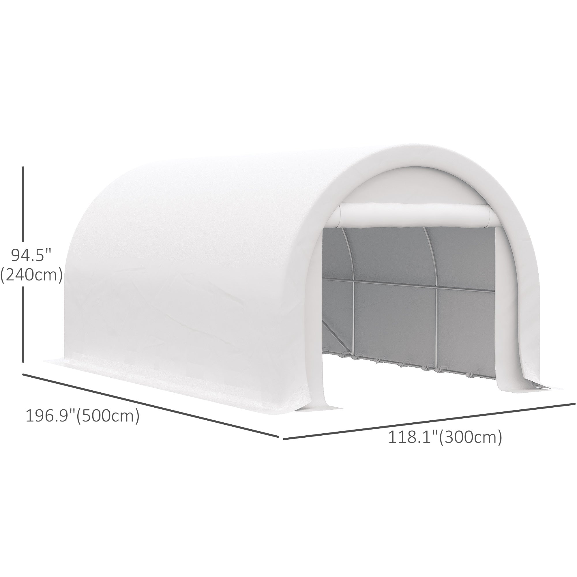 Outsunny 10' x 16' Carport, Heavy Duty Portable Garage / Storage Tent with Large Zippered Door, Anti-UV PE Canopy Cover for Car, Boat, Motorcycle, Bike, Garden Tools, White