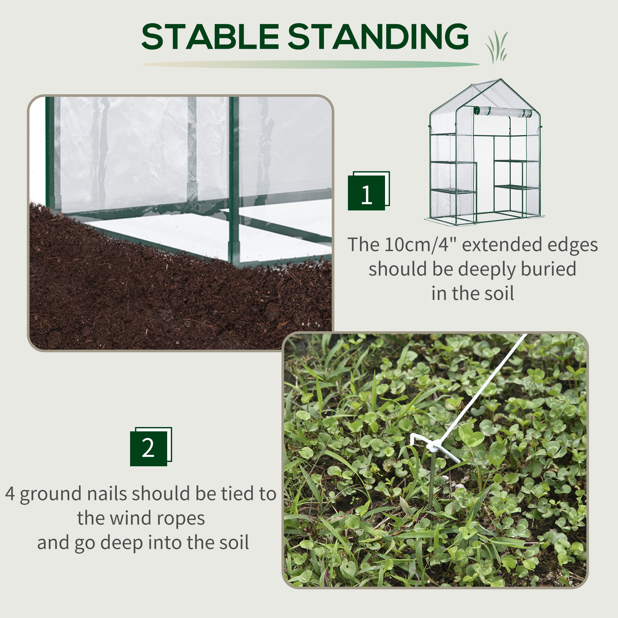 Outsunny 3-Tier Mini Greenhouse, Walk-in Greenhouse, Garden Hot House with 4 Shelves, Roll-Up Door and Weatherized Cover, 56" x 29" x 77", Clear