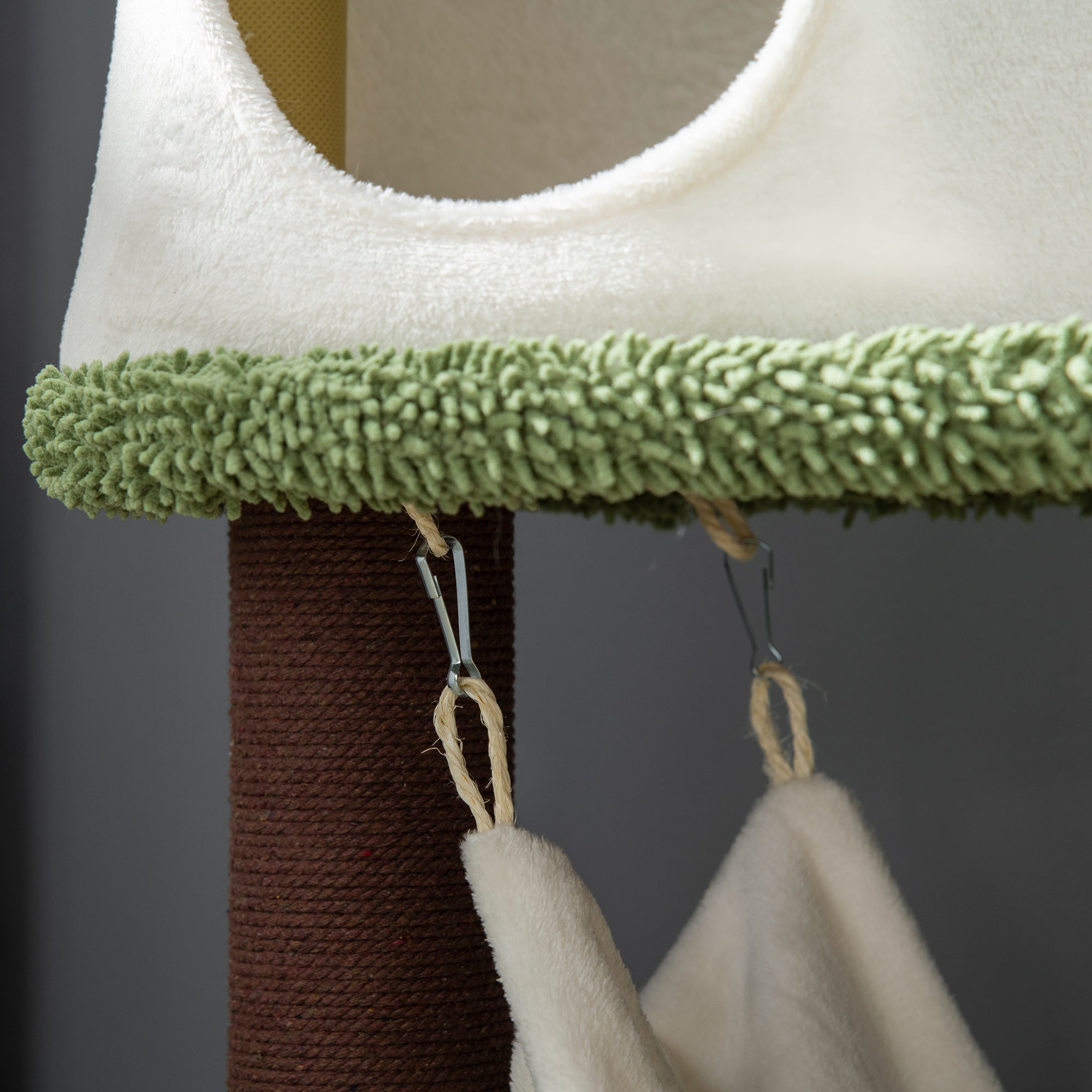 PawHut 100cm Cat Tree, Kitty Activity Centre, Cat Tower, with Mushroom-Shaped Cat House, Sisal Scratching Post, Hammock - Green, Brown & Cream