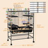 PawHut 43" Hamster Cage, Small Animal House Rolling Rat Cage with Tunnel Tube System, Exercise Wheel, Food Dish, Water Bottle, Ramp, Storage Shelf, for Syrian Hamsters, Gerbils