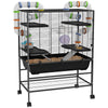 PawHut 43" Hamster Cage, Small Animal House Rolling Rat Cage with Tunnel Tube System, Exercise Wheel, Food Dish, Water Bottle, Ramp, Storage Shelf, for Syrian Hamsters, Gerbils