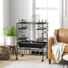 PawHut 43" Hamster Cage, Small Animal House Rolling Rat Cage with Tunnel Tube System, Exercise Wheel, Food Dish, Water Bottle, Ramp, Storage Shelf, for Syrian Hamsters, Gerbils