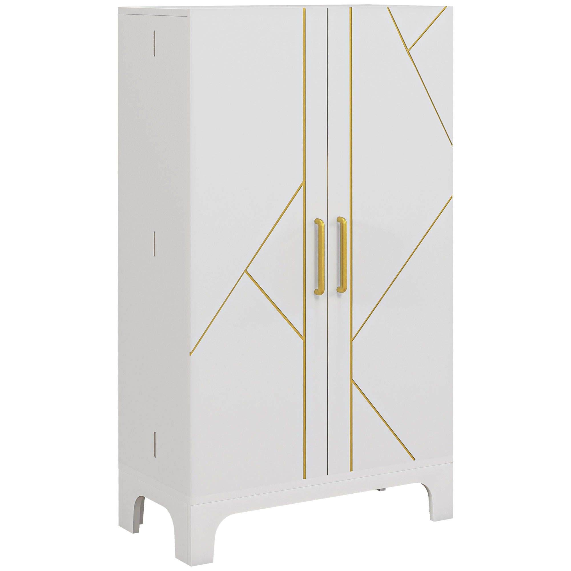 HOMCOM 44" Kitchen Pantry, 2-Door Kitchen Storage Cabinet with 8 Spice Racks and Adjustable Shelves, White