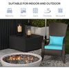 Outsunny Patio Wicker Adirondack Chair, PE Rattan Outdoor Muskoka Chair, Fire Pit Chair with Cushions for Patio, Garden, Backyard, Poolside, Balcony, Deck, Turquoise