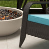 Outsunny Patio Wicker Adirondack Chair, PE Rattan Outdoor Muskoka Chair, Fire Pit Chair with Cushions for Patio, Garden, Backyard, Poolside, Balcony, Deck, Turquoise
