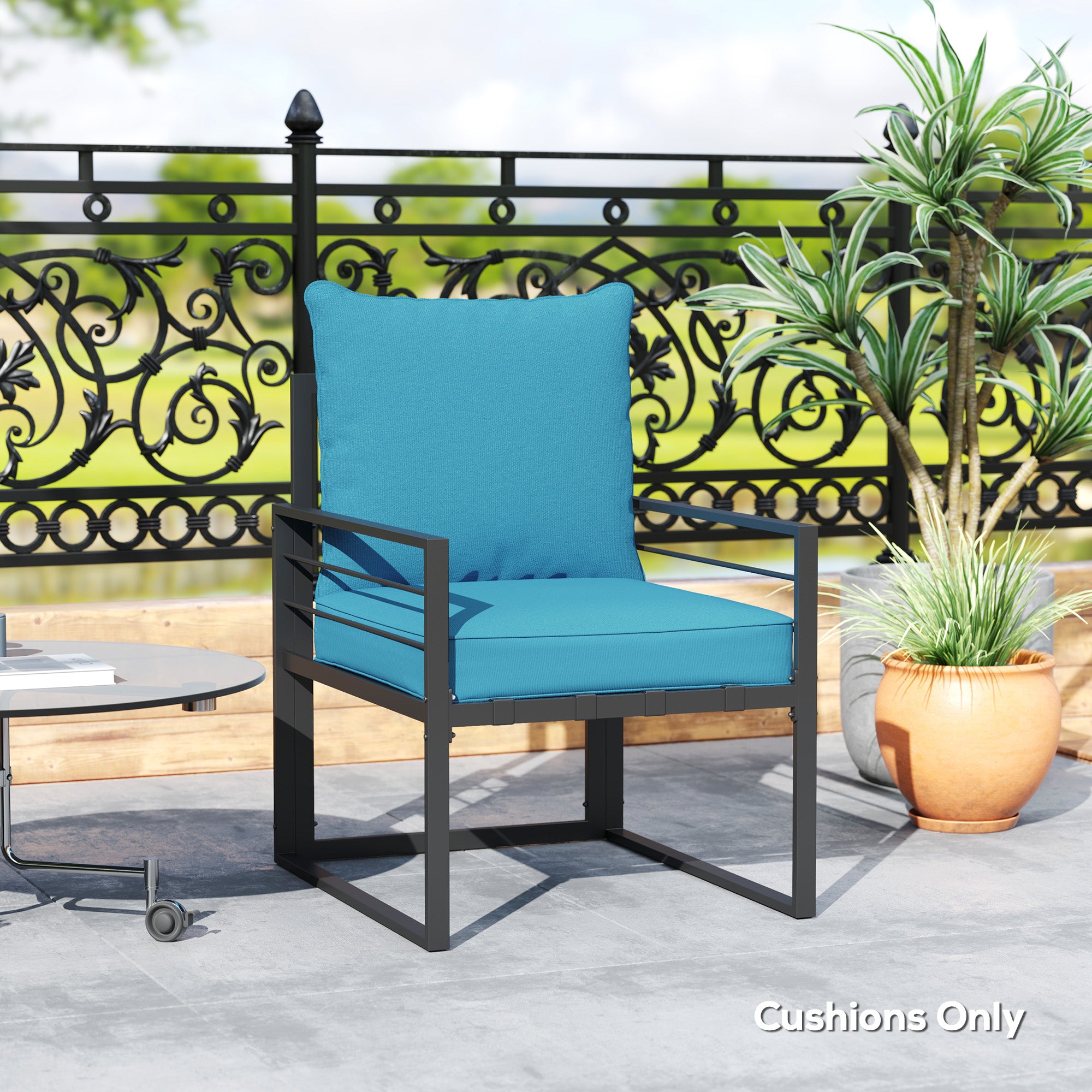 Outsunny Patio Chair Cushions, Thick Deep Seat Outdoor Seat Cushion with Back Cushion, Turquoise