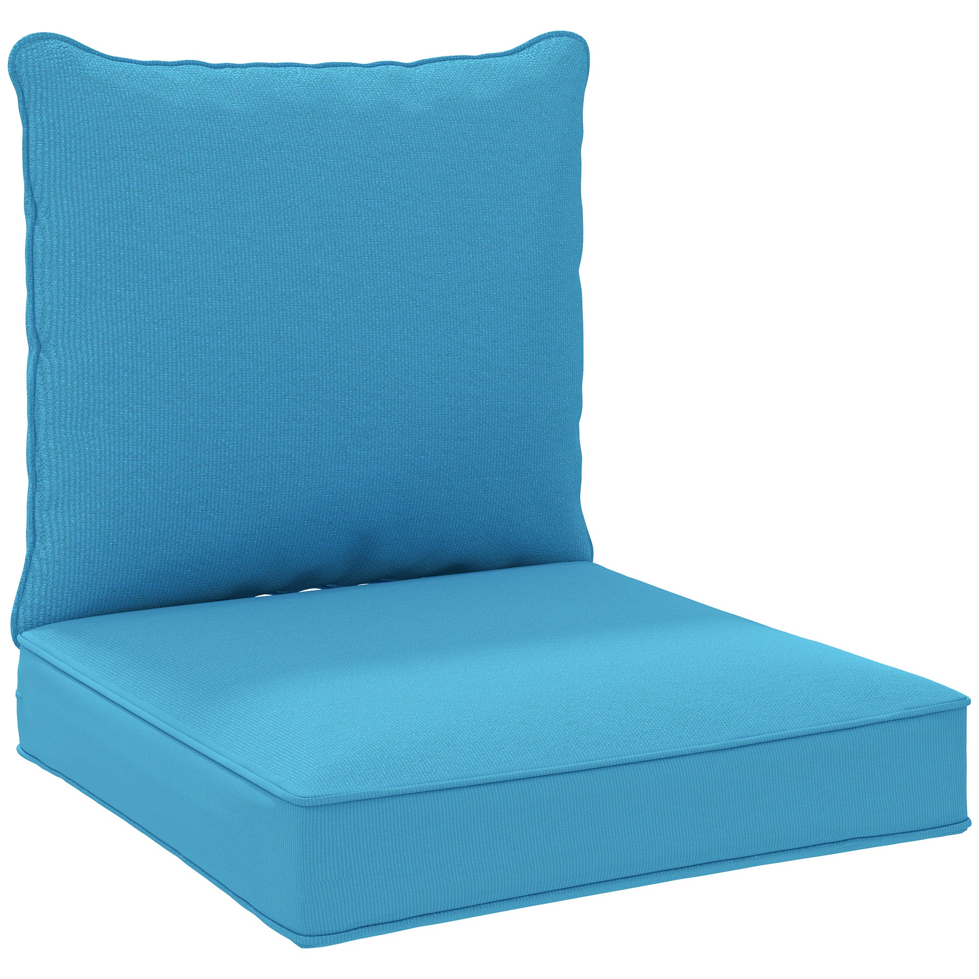 Outsunny Patio Chair Cushions, Thick Deep Seat Outdoor Seat Cushion with Back Cushion, Turquoise