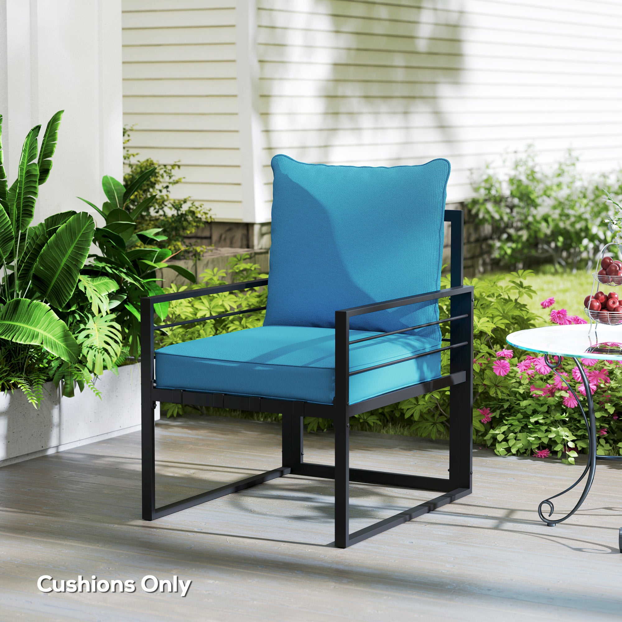 Outsunny Patio Chair Cushions, Thick Deep Seat Outdoor Seat Cushion with Back Cushion, Turquoise