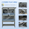 PawHut Wooden Hamster Cage, Mice Rodent Small Animals Kit Hutch, 2-Tier Exercise Play House, with Storage Shelf, Sliding Tray, Seesaw, Running Wheel, Lockable Roof, 23.5" x 15.75" x 35.5", Grey