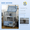 PawHut Wooden Hamster Cage, Mice Rodent Small Animals Kit Hutch, 2-Tier Exercise Play House, with Storage Shelf, Sliding Tray, Seesaw, Running Wheel, Lockable Roof, 23.5" x 15.75" x 35.5", Grey