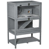 PawHut Wooden Hamster Cage, Mice Rodent Small Animals Kit Hutch, 2-Tier Exercise Play House, with Storage Shelf, Sliding Tray, Seesaw, Running Wheel, Lockable Roof, 23.5" x 15.75" x 35.5", Grey