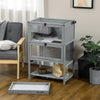 PawHut Wooden Hamster Cage, Mice Rodent Small Animals Kit Hutch, 2-Tier Exercise Play House, with Storage Shelf, Sliding Tray, Seesaw, Running Wheel, Lockable Roof, 23.5" x 15.75" x 35.5", Grey