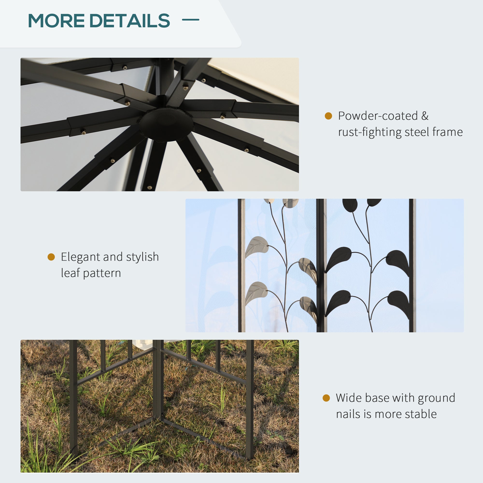 Outsunny 10'x10' Gazebo Canopy Outdoor Patio Sun Shelter UV Protect w/ 2-Tier Polyester Roof Curtain Sidewalls and Steel Frame White