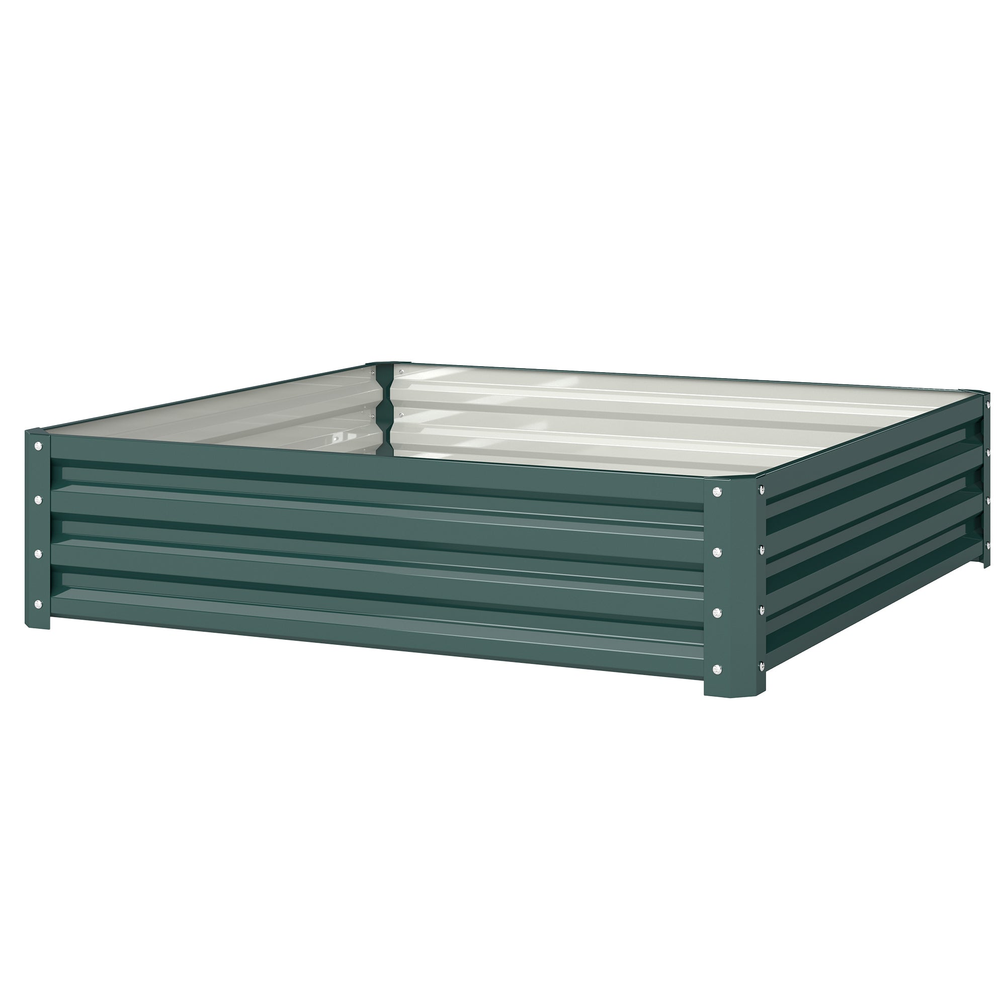 Outsunny 4' x 4' x 1' Raised Garden Bed Galvanized Steel Planter Box for Vegetables, Flowers, Herbs, Green
