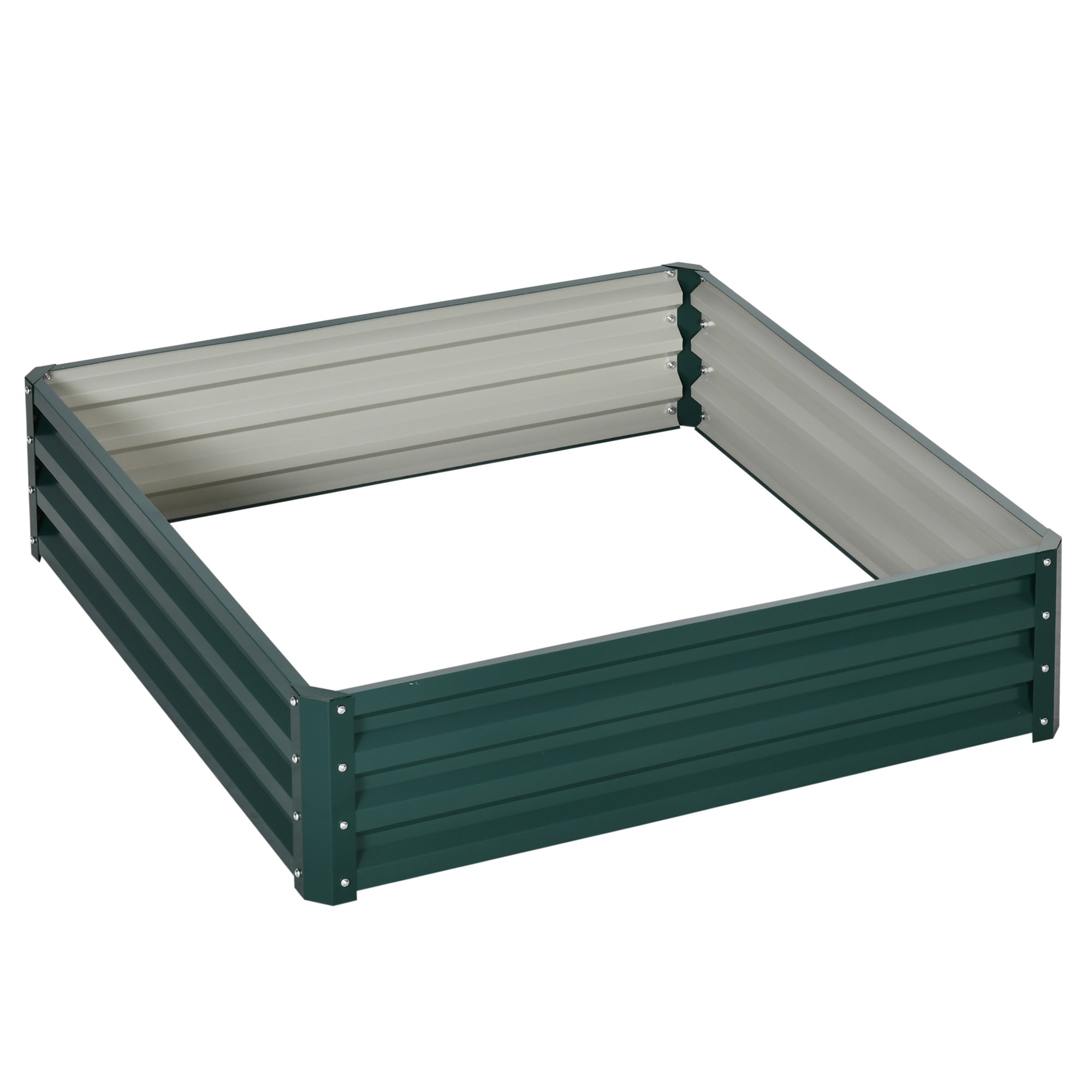 Outsunny 4' x 4' x 1' Raised Garden Bed Galvanized Steel Planter Box for Vegetables, Flowers, Herbs, Green