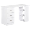 HOMCOM Computer Desk with 3-Tier Storage Shelves, 47 Inches Home Office Desk  with Drawers, Study Writing Table, White