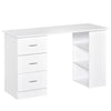 HOMCOM Computer Desk with 3-Tier Storage Shelves, 47 Inches Home Office Desk  with Drawers, Study Writing Table, White