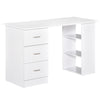 HOMCOM Computer Desk with 3-Tier Storage Shelves, 47 Inches Home Office Desk  with Drawers, Study Writing Table, White