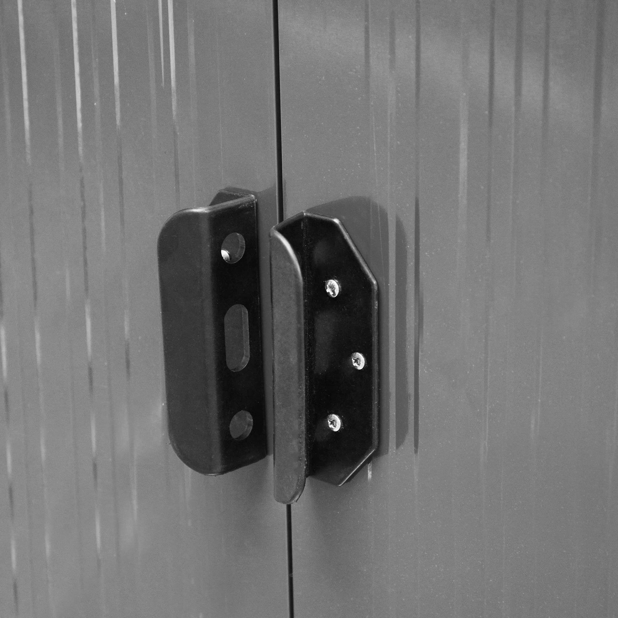 Outsunny 8.5' x 6' Garden Storage Shed with Skylight, Metal Outdoor Shed Tool House with Double Doors for Patio Yard, Grey