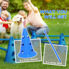 PawHut Set of 4 Dog Agility Hurdle Cone Set Agility Training Equipment 8 Cones 4 Rods Starter Kit with carrying bag Blue